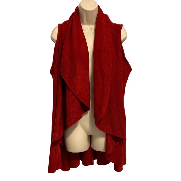 Rook Brick Red Sleeveless Open Waterfall Cardigan One‎ Size Pre-owned - Picture 1 of 5